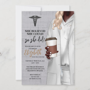 White Coat Médicale School Graduation Invitation