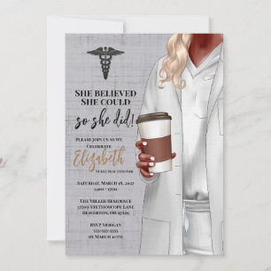 White Coat Médicale School Graduation Invitation