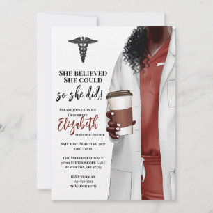White Coat Médicale School Graduation Invitation