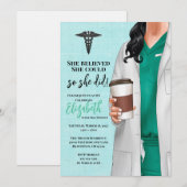 White Coat Médicale School Graduation Invitation (Devant / Derrière)