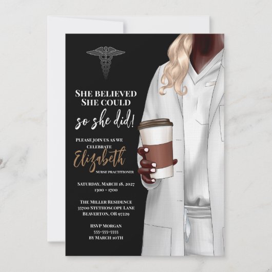 White Coat Médicale School Graduation Invitation (Devant)