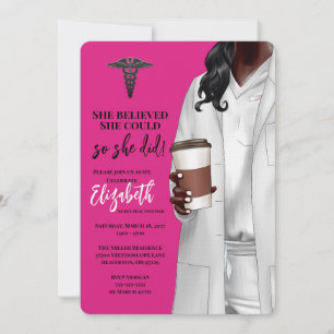 White Coat Médicale School Graduation Invitation