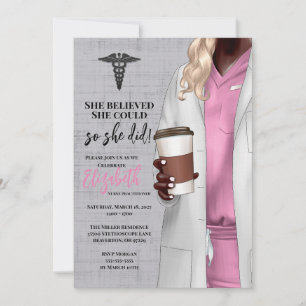 White Coat Médicale School Graduation Invitation