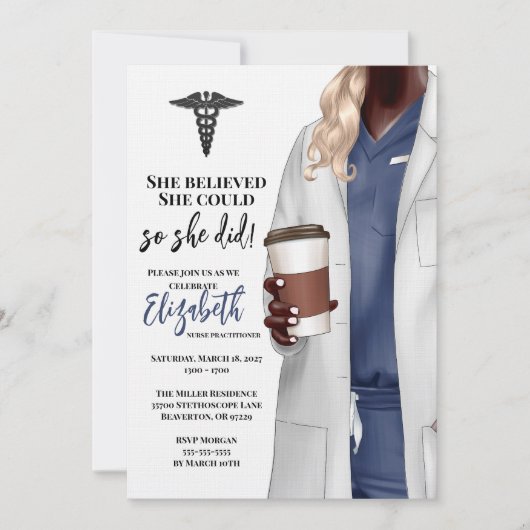 White Coat Médicale School Graduation Invitation (Devant)