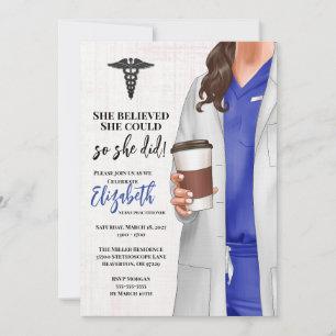 White Coat Médicale School Graduation Invitation