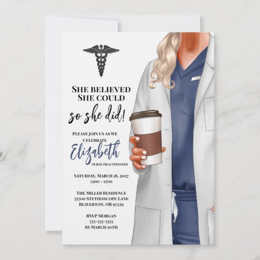 White Coat Médicale School Graduation Invitation (Devant)