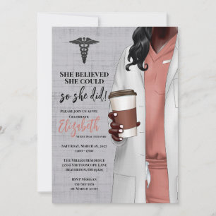 White Coat Médicale School Graduation Invitation