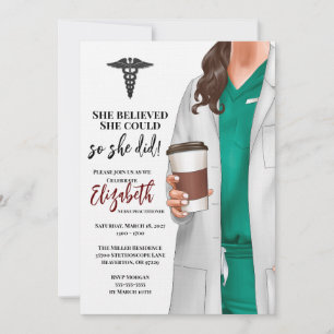 White Coat Médicale School Graduation Invitation