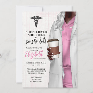 White Coat Médicale School Graduation Invitation