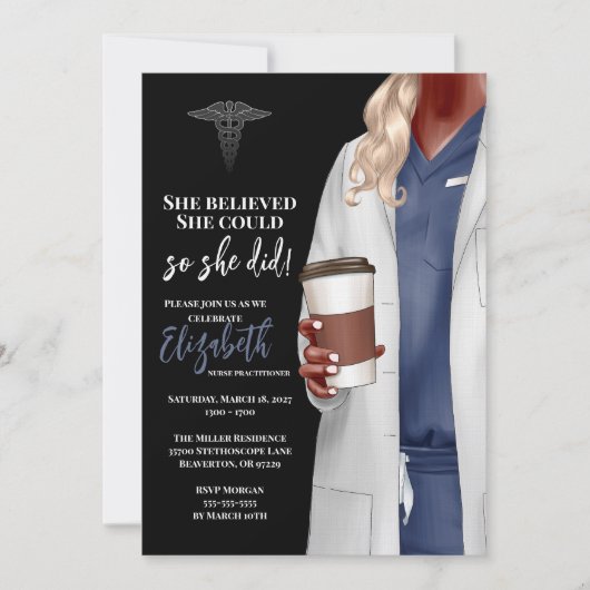 White Coat Médicale School Graduation Invitation (Devant)