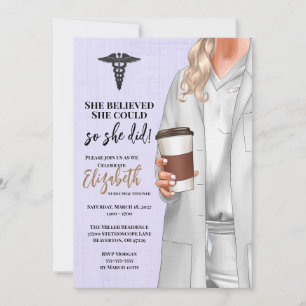 White Coat Médicale School Graduation Invitation