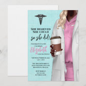 White Coat Médicale School Graduation Invitation (Devant / Derrière)