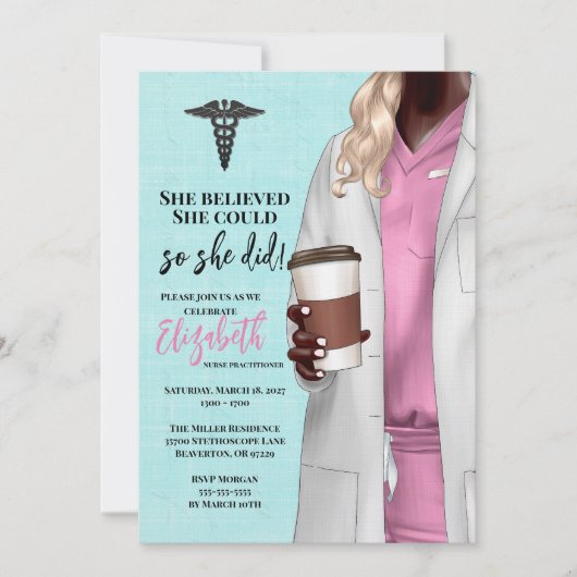 White Coat Médicale School Graduation Invitation (Devant)