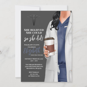 White Coat Médicale School Graduation Invitation