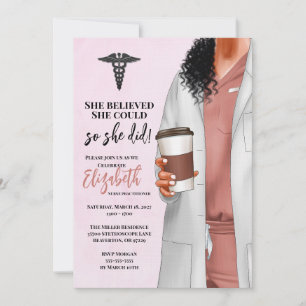 White Coat Médicale School Graduation Invitation