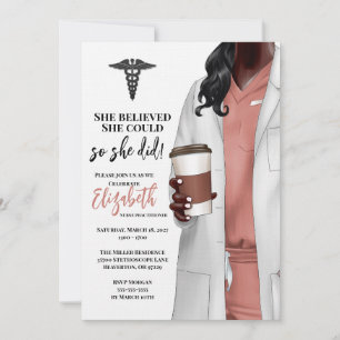 White Coat Médicale School Graduation Invitation