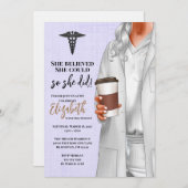 White Coat Médicale School Graduation Invitation (Devant / Derrière)