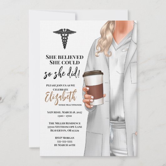 White Coat Médicale School Graduation Invitation (Devant)