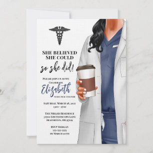 White Coat Médicale School Graduation Invitation