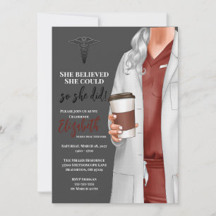 White Coat Médicale School Graduation Invitation