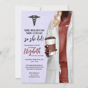 White Coat Médicale School Graduation Invitation