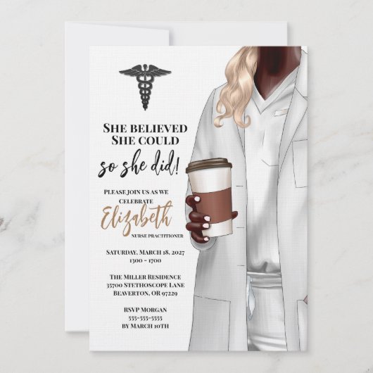 White Coat Médicale School Graduation Invitation (Devant)