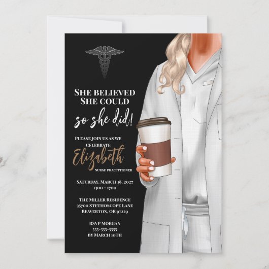 White Coat Médicale School Graduation Invitation (Devant)