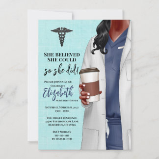 White Coat Médicale School Graduation Invitation