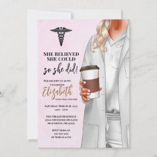 White Coat Médicale School Graduation Invitation