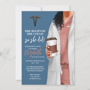 White Coat Médicale School Graduation Invitation