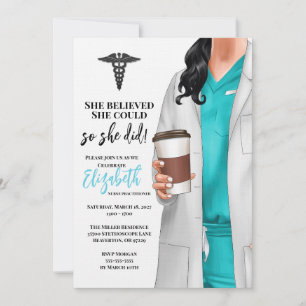 White Coat Médicale School Graduation Invitation