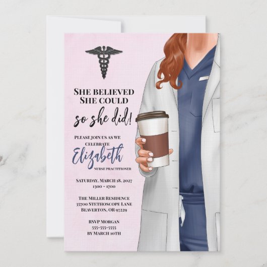 White Coat Médicale School Graduation Invitation (Devant)