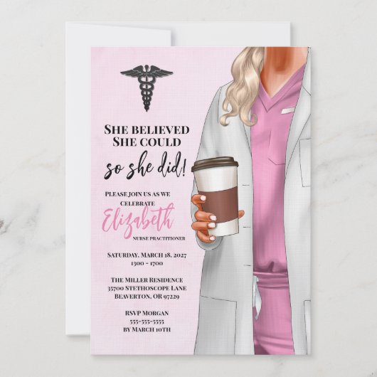White Coat Médicale School Graduation Invitation (Devant)