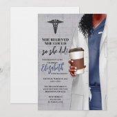 White Coat Médicale School Graduation Invitation (Devant / Derrière)