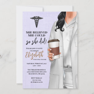 White Coat Médicale School Graduation Invitation