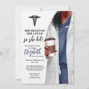 White Coat Médicale School Graduation Invitation