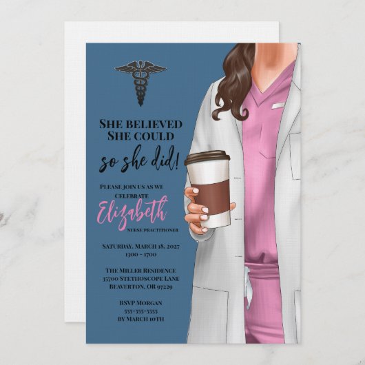 White Coat Médicale School Graduation Invitation (Devant / Derrière)