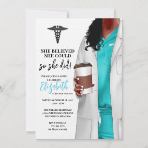 White Coat Médicale School Graduation Invitation