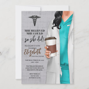 White Coat Médicale School Graduation Invitation