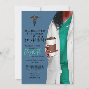 White Coat Médicale School Graduation Invitation