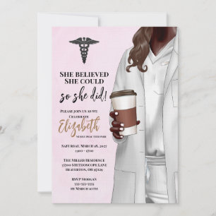 White Coat Médicale School Graduation Invitation