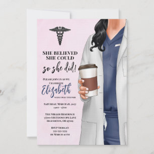 White Coat Médicale School Graduation Invitation