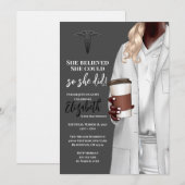 White Coat Medische School Afstuderen Uitnodiging (Voorkant / Achterkant)