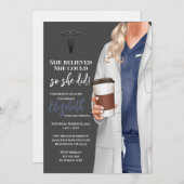 White Coat Medische School Afstuderen Uitnodiging (Voorkant / Achterkant)