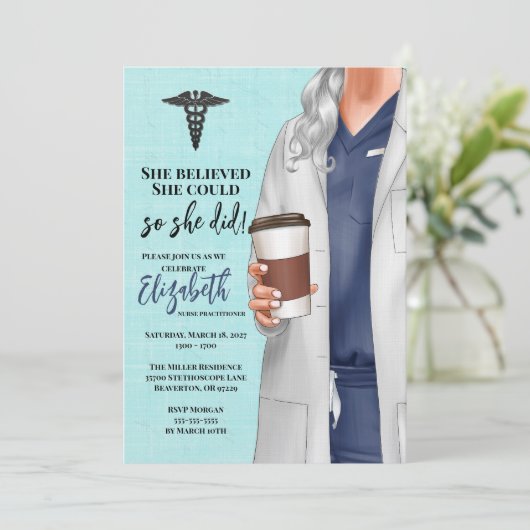 White Coat Medische School Afstuderen Uitnodiging (Staand voorkant)