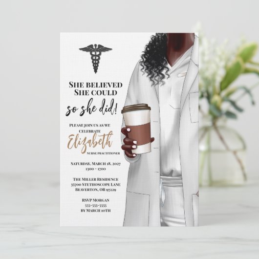 White Coat Medische School Afstuderen Uitnodiging (Staand voorkant)