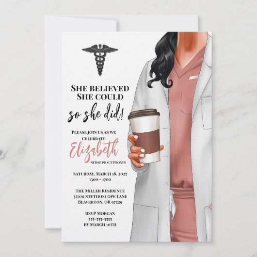 White Coat Medische School Afstuderen Uitnodiging (Voorkant)