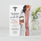 White Coat Medische School Afstuderen Uitnodiging (Staand voorkant)