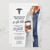 White Coat Medische School Afstuderen Uitnodiging (Voorkant / Achterkant)