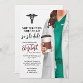 White Coat Medische School Afstuderen Uitnodiging (Voorkant / Achterkant)